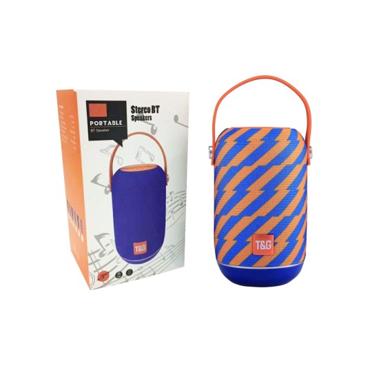 T&G PORTABLE BLUETOOTH SPEAKER TG-107 HANDS-FREE CALLS/TF/AUX/FM V4.2 WITH HANDLE ORANGE BLUE